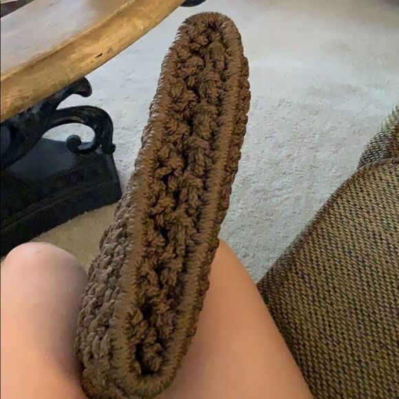 Vtg 70s brown macrame purse with plastic handles - Picture 7 of 7